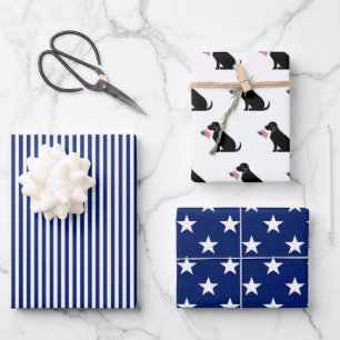 Black Lab Amerikaanse vlag USA Preppy Pet Dog Fun Inpakpapier Vel