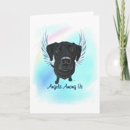 Black Lab Angel Dog Pet Loss Card Bedankkaart (Voorkant)