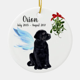 Black Lab Angel Pet Dog-kerstgedenkteken Keramisch Ornament