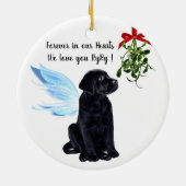 Black Lab Angel Pet Dog-kerstgedenkteken Keramisch Ornament (Achterkant)