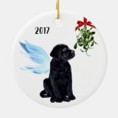 Black Lab Angel Pet Dog-kerstgedenkteken Keramisch Ornament (Achterkant)