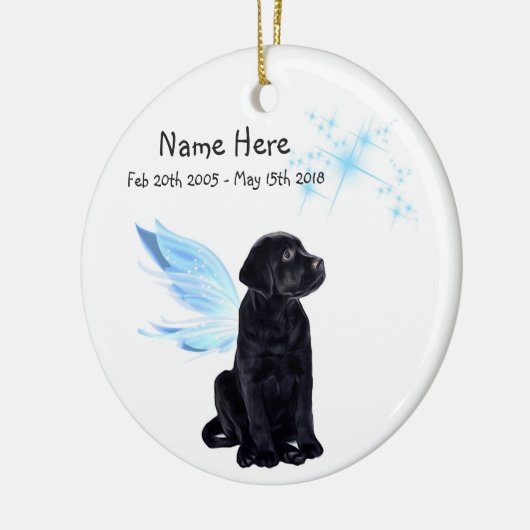 Black Lab Angel Pet Dog-kerstgedenkteken Keramisch Ornament (Links)