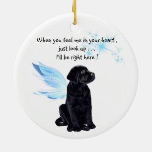 Black Lab Angel Pet Dog-kerstgedenkteken Keramisch Ornament