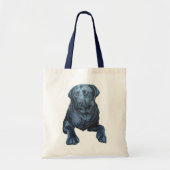 Black Lab Bags Blue Dog Art Canvas tassen (Voorkant)