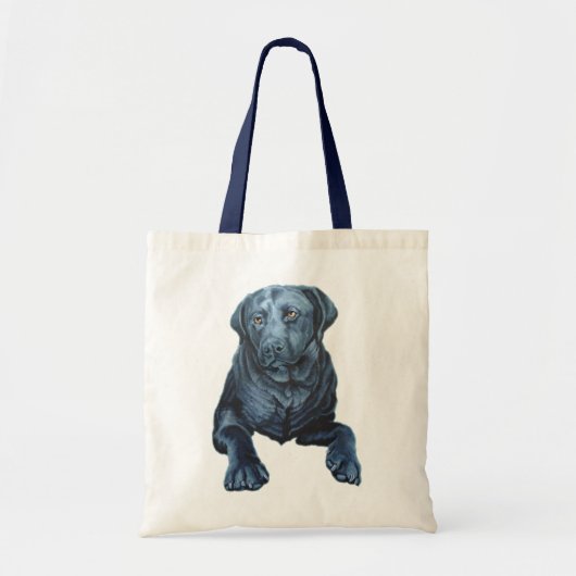 Black Lab Bags Blue Dog Art Canvas tassen (Voorkant)