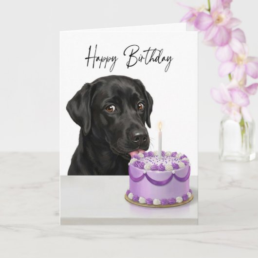 Black Lab Birthday Cake Inspector Kaart (Orchidee)