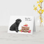 Black Lab Birthday Card - Dog Cake Birthday Kaart (Gele Bloem)