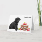 Black Lab Birthday Card - Dog Cake Birthday Kaart (Voorkant)