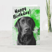 Black Lab  Birthday Kaart Green (Voorkant)