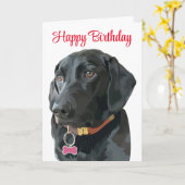 Black Lab Birthday Puppy Dog Labrador Retriever Kaart (Gele Bloem)