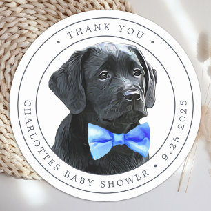 Black Lab Blue Boy Baby shower Bedankt Ronde Sticker