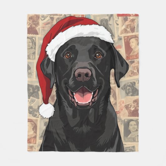 Black lab christmas blanket fleece deken (Voorkant)