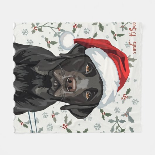 Black lab christmas blanket fleece deken (Voorkant (Horizontaal))