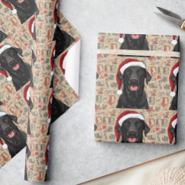 Black lab christmas gift wrap cadeaupapier