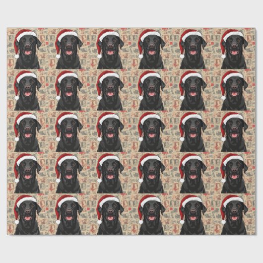 Black lab christmas gift wrap cadeaupapier (Vlak)