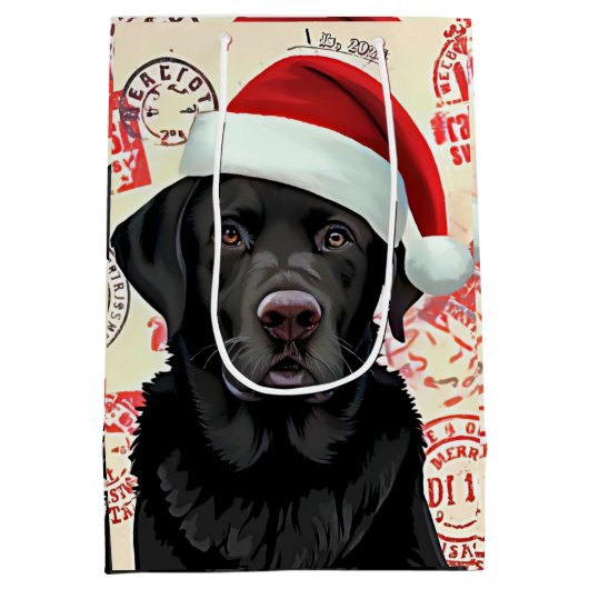 Black lab christmas medium cadeauzakje (Achterkant)