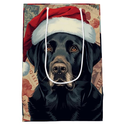 Black lab christmas medium cadeauzakje (Achterkant)