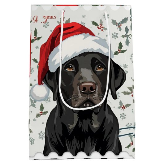 Black lab christmas medium cadeauzakje (Achterkant)
