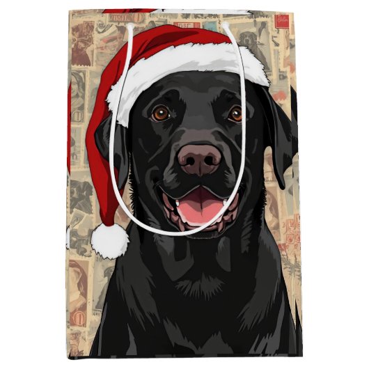 Black lab christmas medium cadeauzakje (Voorkant)
