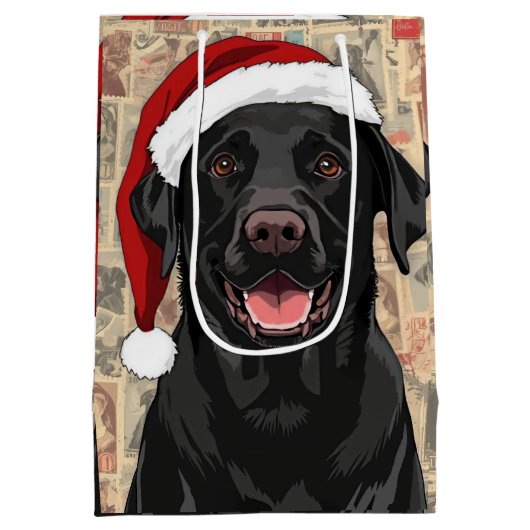 Black lab christmas medium cadeauzakje (Achterkant)