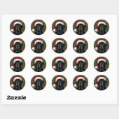 Black lab christmas ronde sticker (Vel)