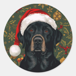 Black lab christmas ronde sticker