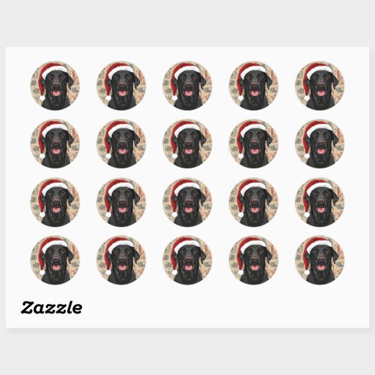 Black lab christmas ronde sticker (Vel)
