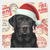Black lab christmas vierkante sticker (Voorkant)