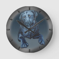 Black Lab Clock Labrador Retriever wandklok