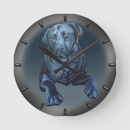 Black Lab Clock Labrador Retriever wandklok (Voorkant)
