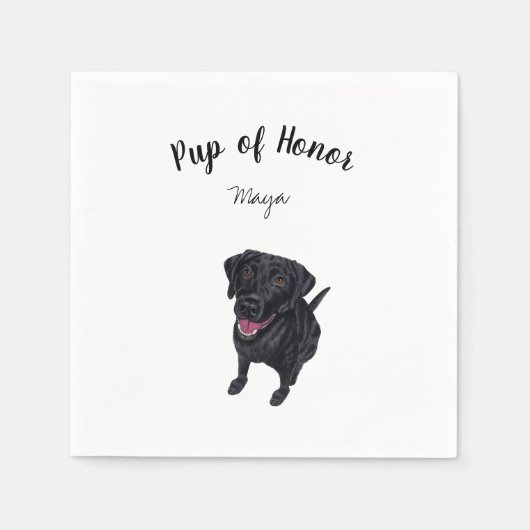 Black Lab Cocktail Napkins Servet (Voorkant)