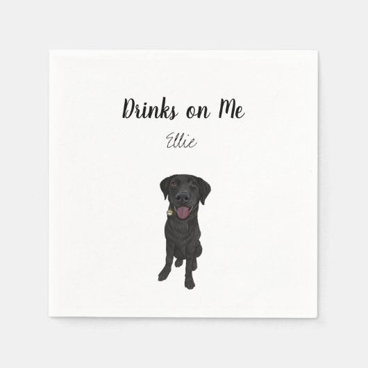 Black Lab Cocktail Napkins Servet (Voorkant)