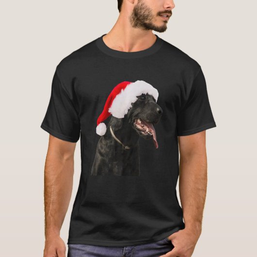 Black Lab Cute Dog Santa Hat-kerstlabrador Re T-shirt (Voorkant)