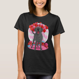 Black Lab Cute Labrador Retriever Heart Valentine  T-shirt