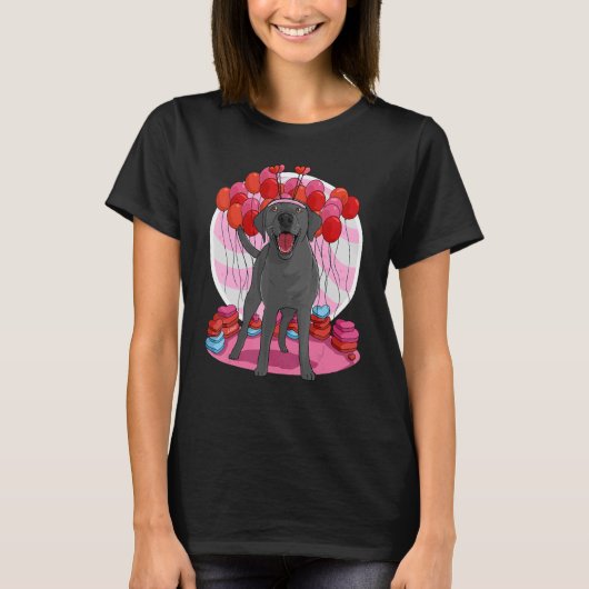 Black Lab Cute Labrador Retriever Heart Valentine  T-shirt (Voorkant)