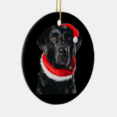 Black Lab Cute Santa Hat Afbeelding kerstcadeaus Keramisch Ornament (Rechts)