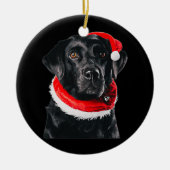 Black Lab Cute Santa Hat Afbeelding kerstcadeaus Keramisch Ornament (Voorkant)
