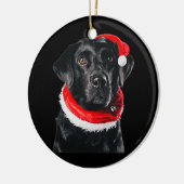 Black Lab Cute Santa Hat Afbeelding kerstcadeaus Keramisch Ornament (Links)
