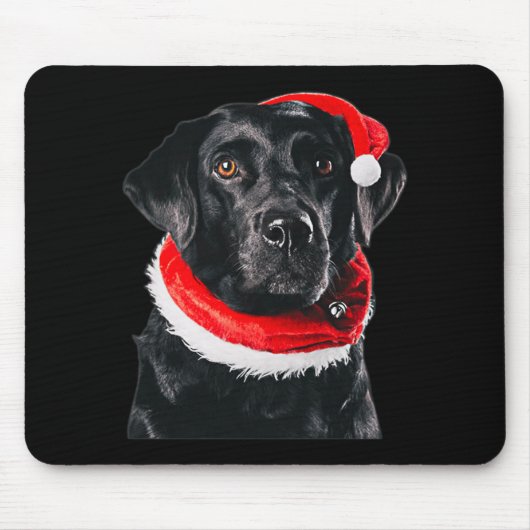 Black Lab Cute Santa Hat Afbeelding kerstcadeaus Muismat (Voorkant)