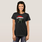 Black Lab Cute Santa Hat Afbeelding Kerstmis T-shirt (Voorkant volledig)