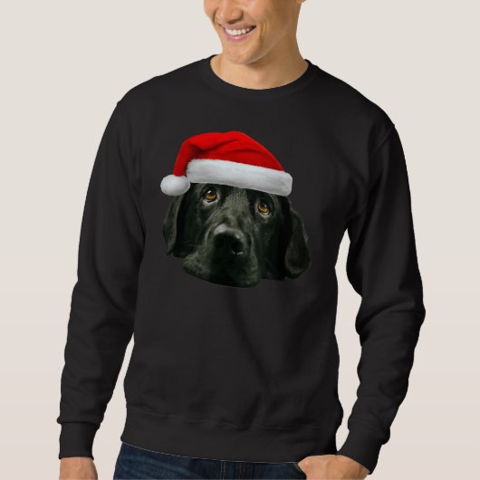 Black Lab Cute Santa Hat Afbeelding Kerstmis Trui (Voorkant)