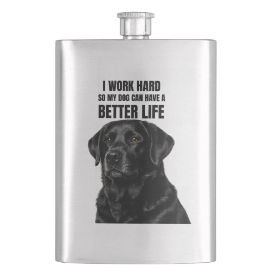 Black Lab Dog Dad Flask Flacon (Voorkant)