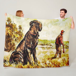 Black Lab Dog Duck Training Art Fleece Deken