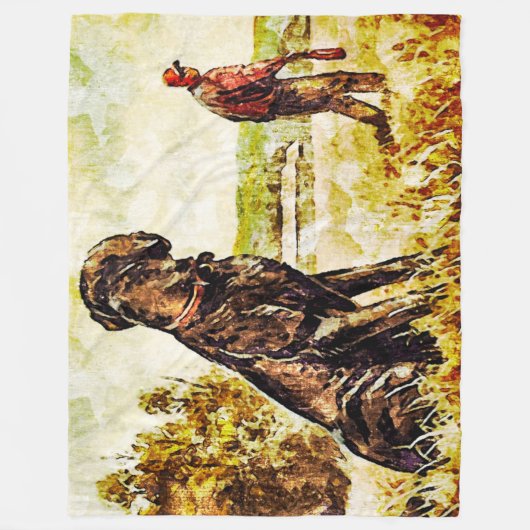 Black Lab Dog Duck Training Art Fleece Deken (Voorkant)