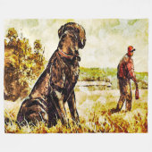 Black Lab Dog Duck Training Art Fleece Deken (Voorkant (Horizontaal))