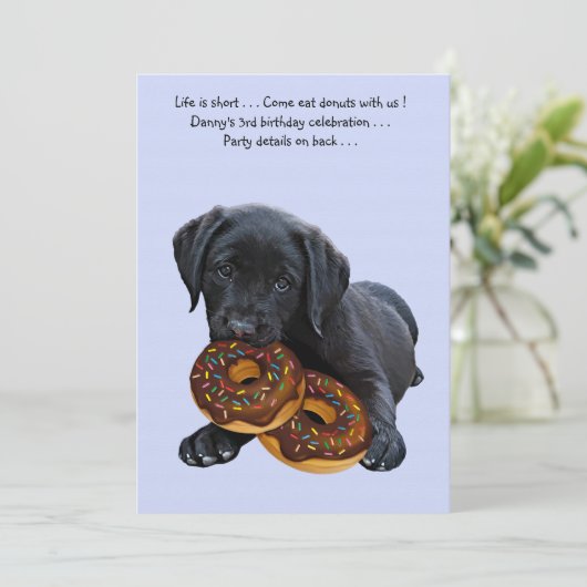 Black Lab Dog en Donuts Kaart (Staand voorkant)