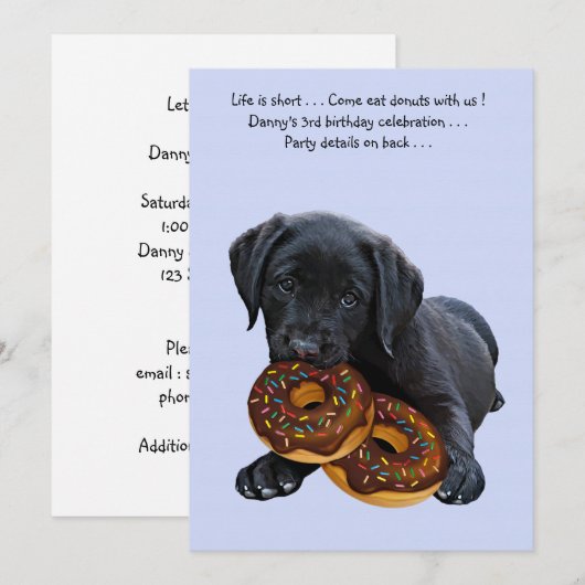 Black Lab Dog en Donuts Kaart (Voorkant / Achterkant)