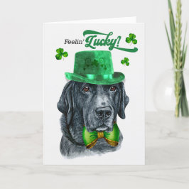 Black Lab Dog Feelin' Lucky St Patrick's Day Feestdagen Kaart