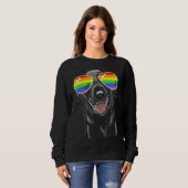 Black Lab Dog Gay Pride Flag Sunbril LGBT Trui (Voorkant volledig)