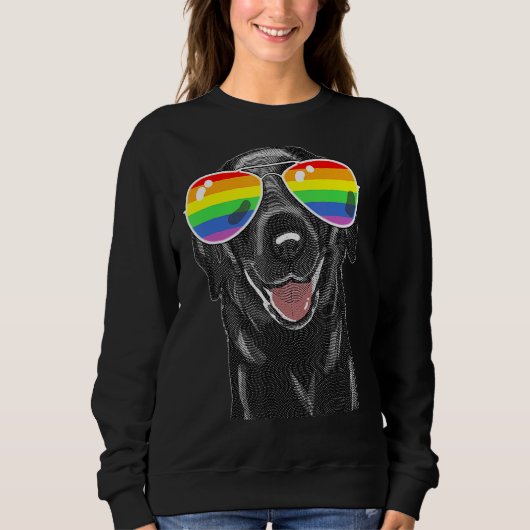 Black Lab Dog Gay Pride Flag Sunbril LGBT Trui (Voorkant)